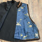 Late Qing Dynasty Silk Satin Vest with Crane and Floral Embroidery