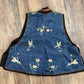 Late Qing Dynasty Silk Satin Vest with Crane and Floral Embroidery