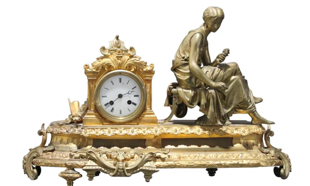 Exceptional Antique French Bronze Clock 1860-1890s