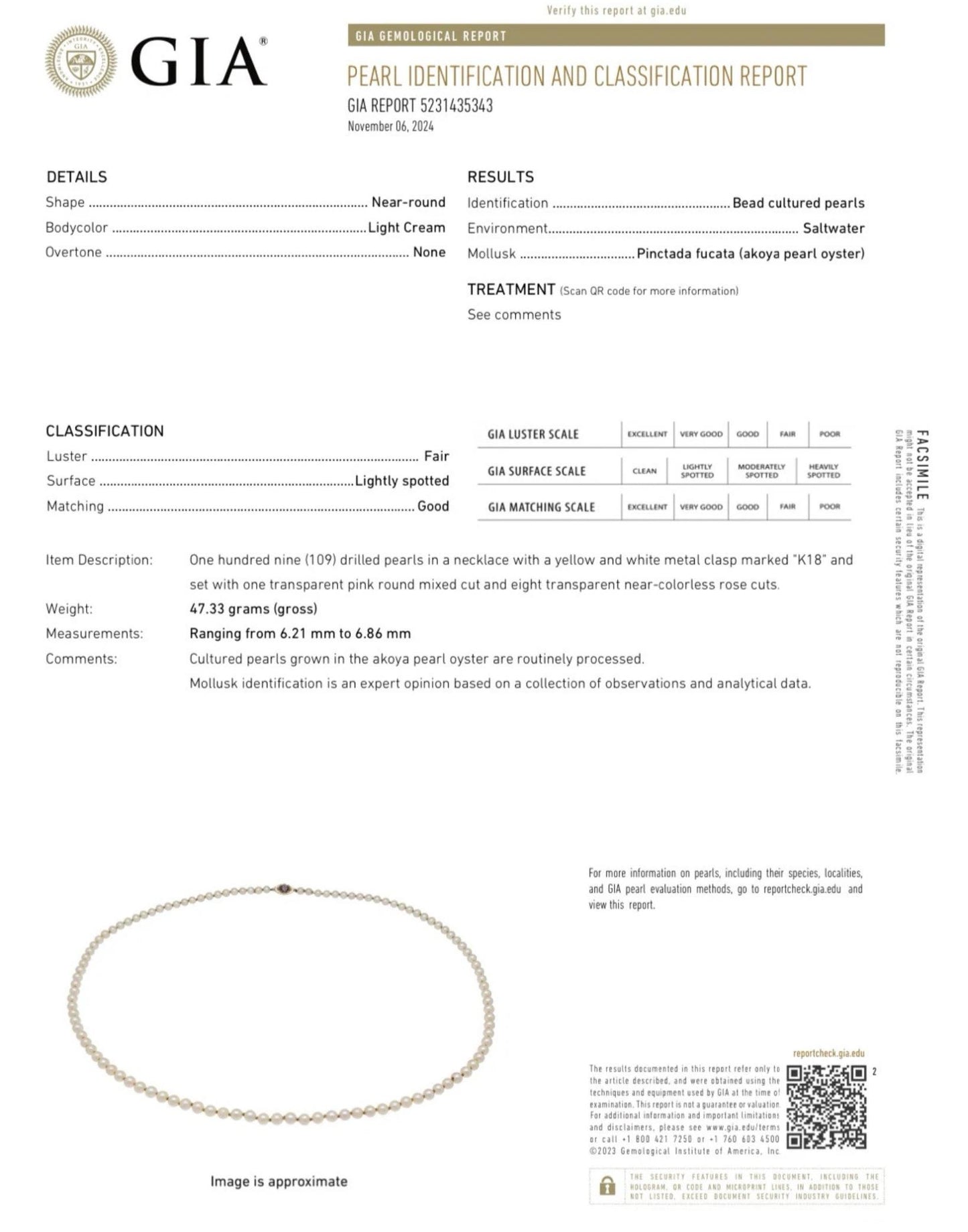 Rare H Stern Pearl Necklace With GIA Report Akoya Pearls