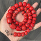 Red Coral Beaded Necklace Bamboo Coral Dyed 269.13 Grams