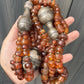 Massive Antique Chinese Tibetan Amber And Silver Necklace 290.44 Grams