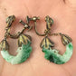 Vintage Carved Jade & Silver Filigree Screw-Back Earrings – 8.66g