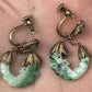 Vintage Carved Jade & Silver Filigree Screw-Back Earrings – 8.66g
