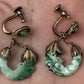 Vintage Carved Jade & Silver Filigree Screw-Back Earrings – 8.66g