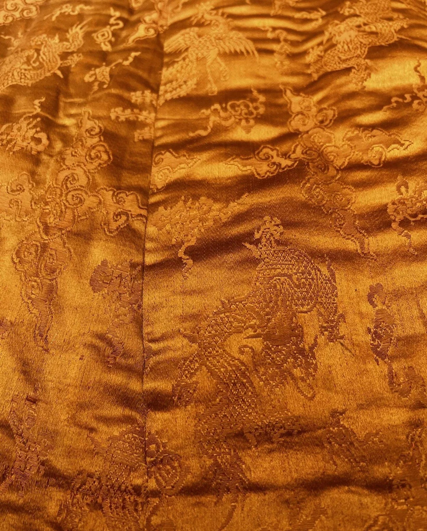 Fantastic Antique Chinese Silk Brocade Vest Dragons & Phoenixes Qing Period