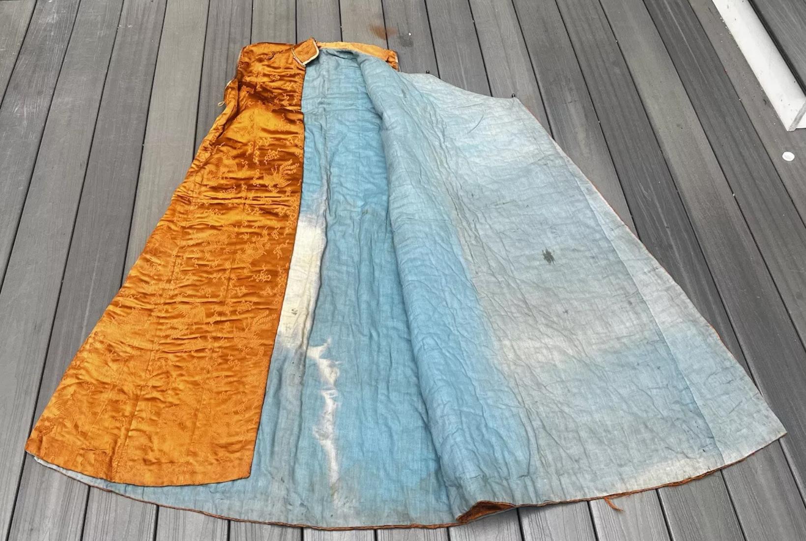Fantastic Antique Chinese Silk Brocade Vest Dragons & Phoenixes Qing Period