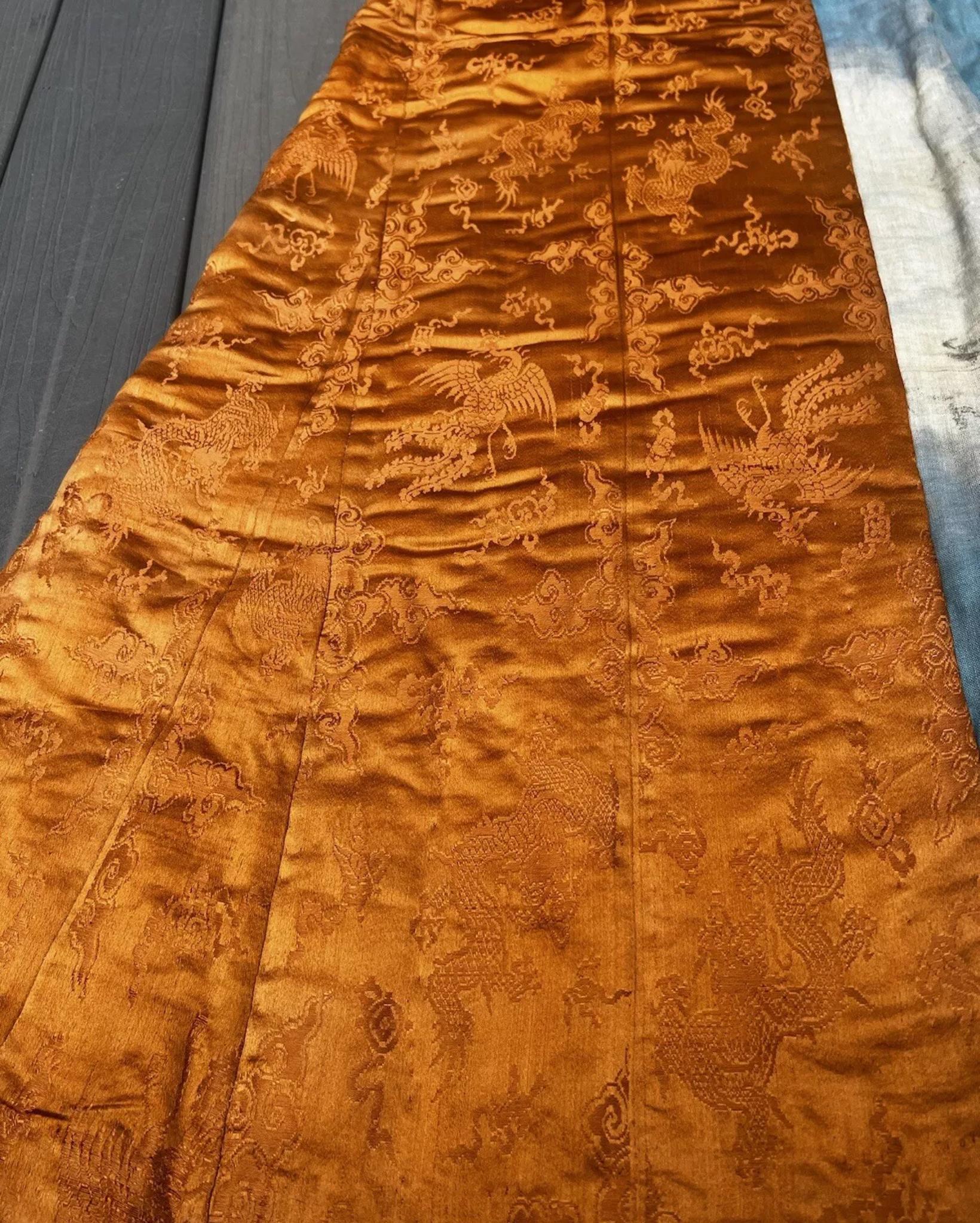 Fantastic Antique Chinese Silk Brocade Vest Dragons & Phoenixes Qing Period