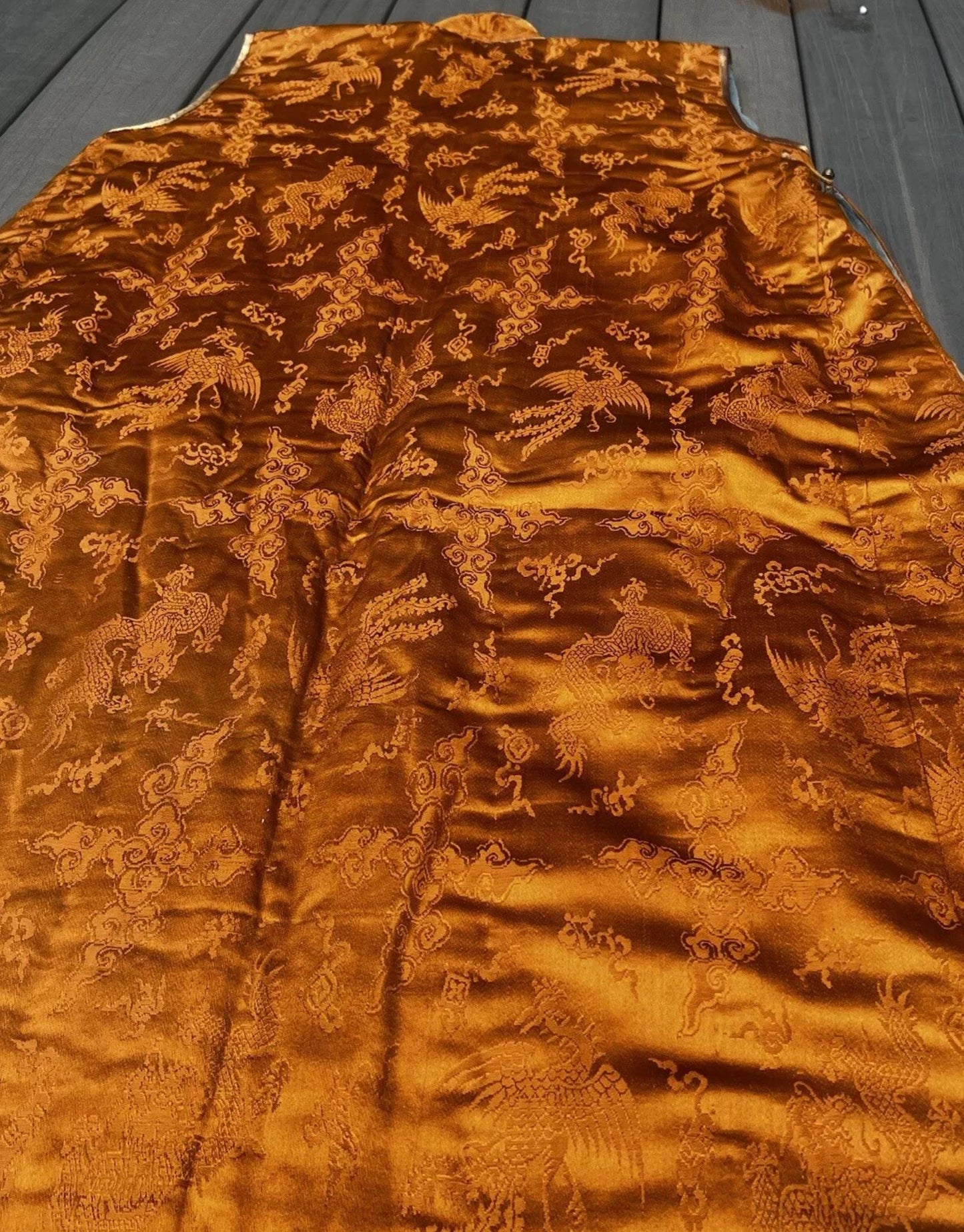 Fantastic Antique Chinese Silk Brocade Vest Dragons & Phoenixes Qing Period