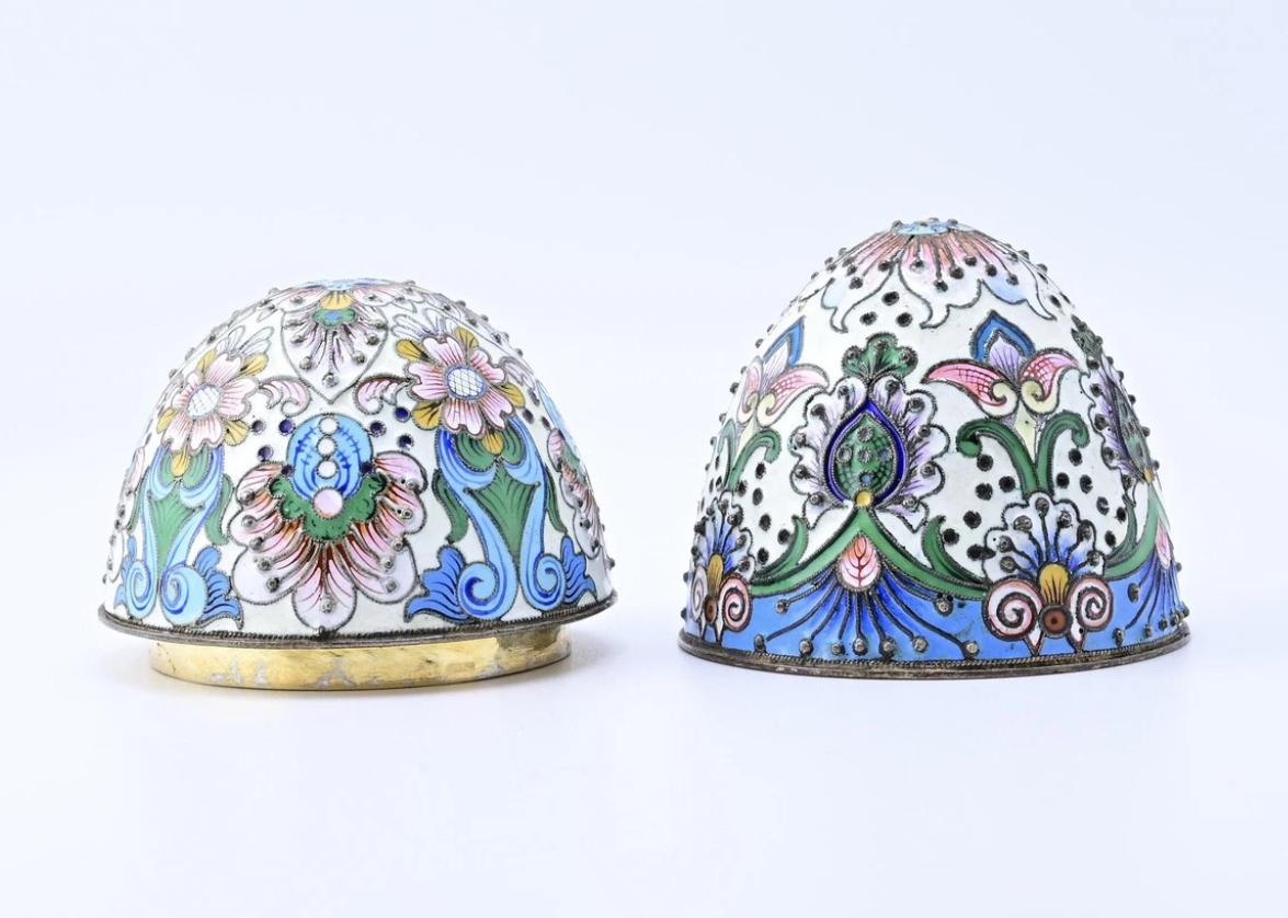 Outstanding Antique Russian Enamel Silver Egg With Floral Details