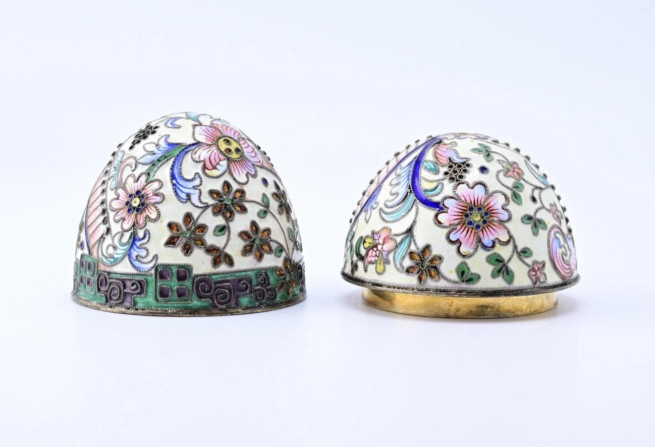 Breathtaking Russian Enamel Silver Egg With Fine Floral Workmanship