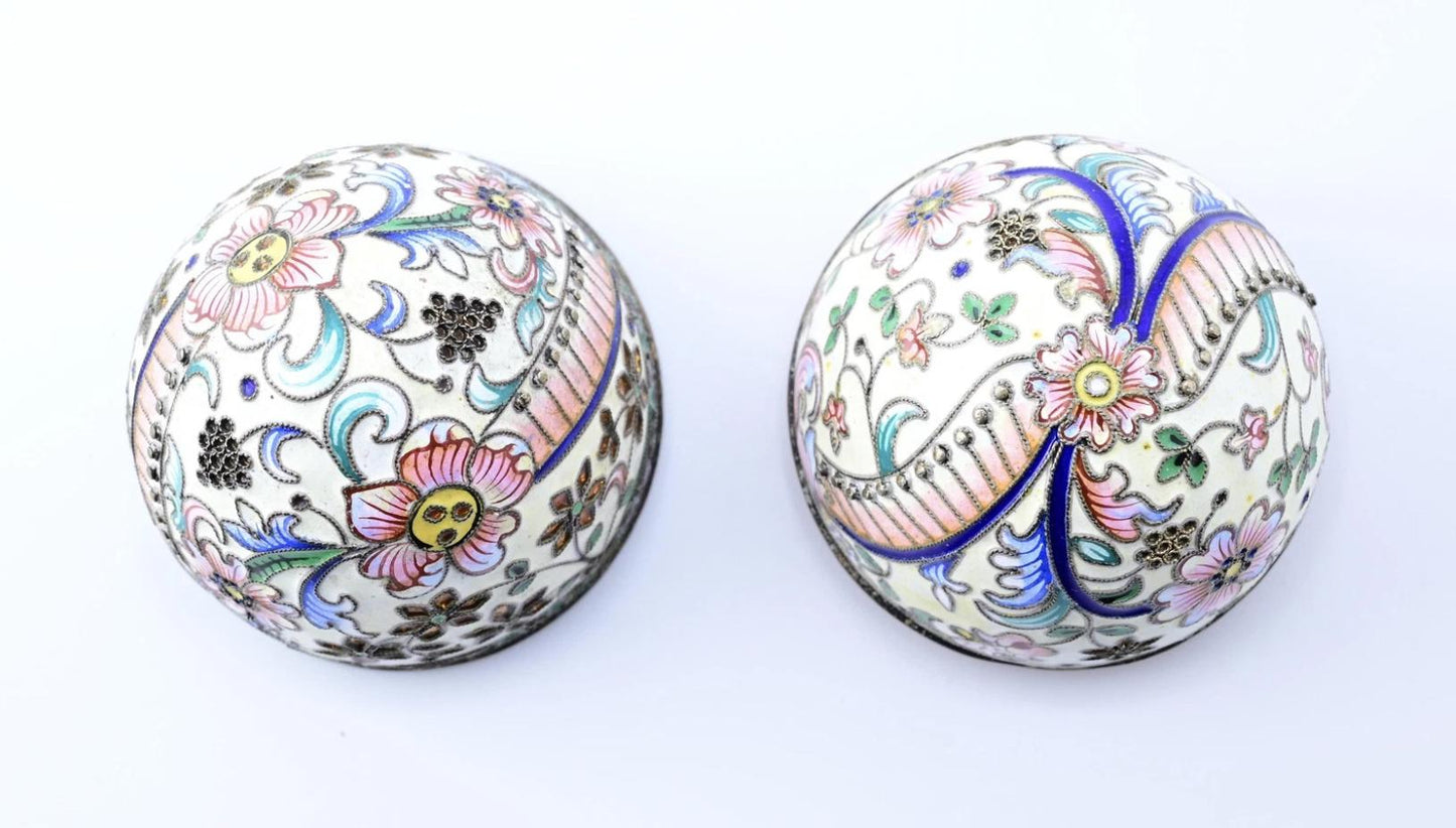Breathtaking Russian Enamel Silver Egg With Fine Floral Workmanship