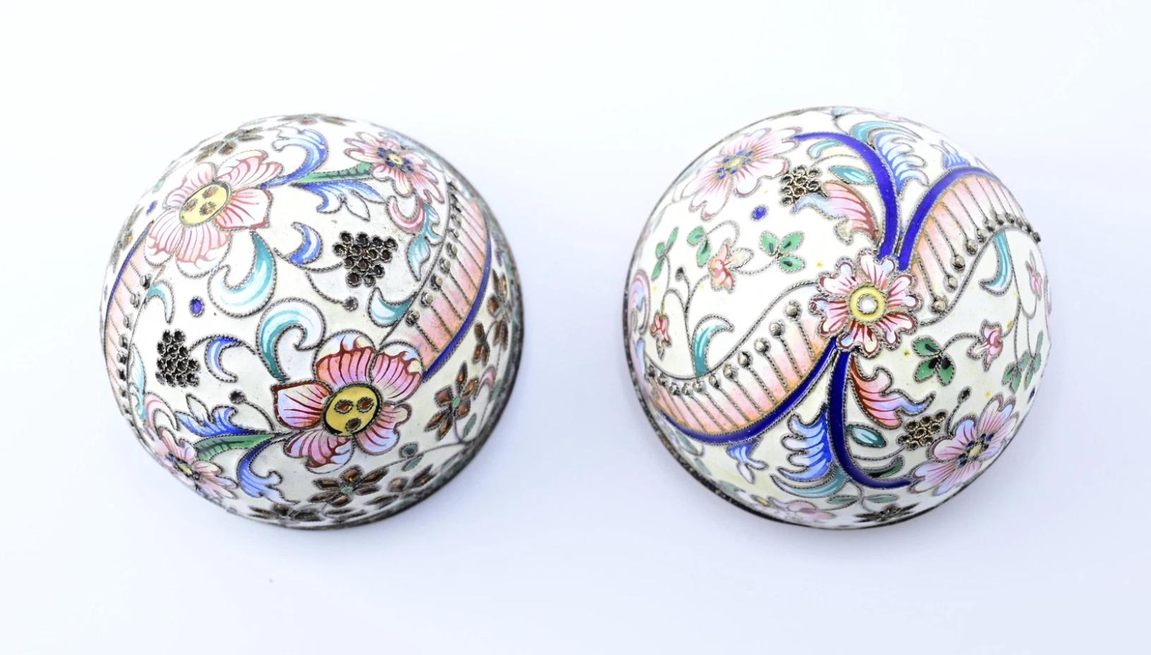 Breathtaking Russian Enamel Silver Egg With Fine Floral Workmanship