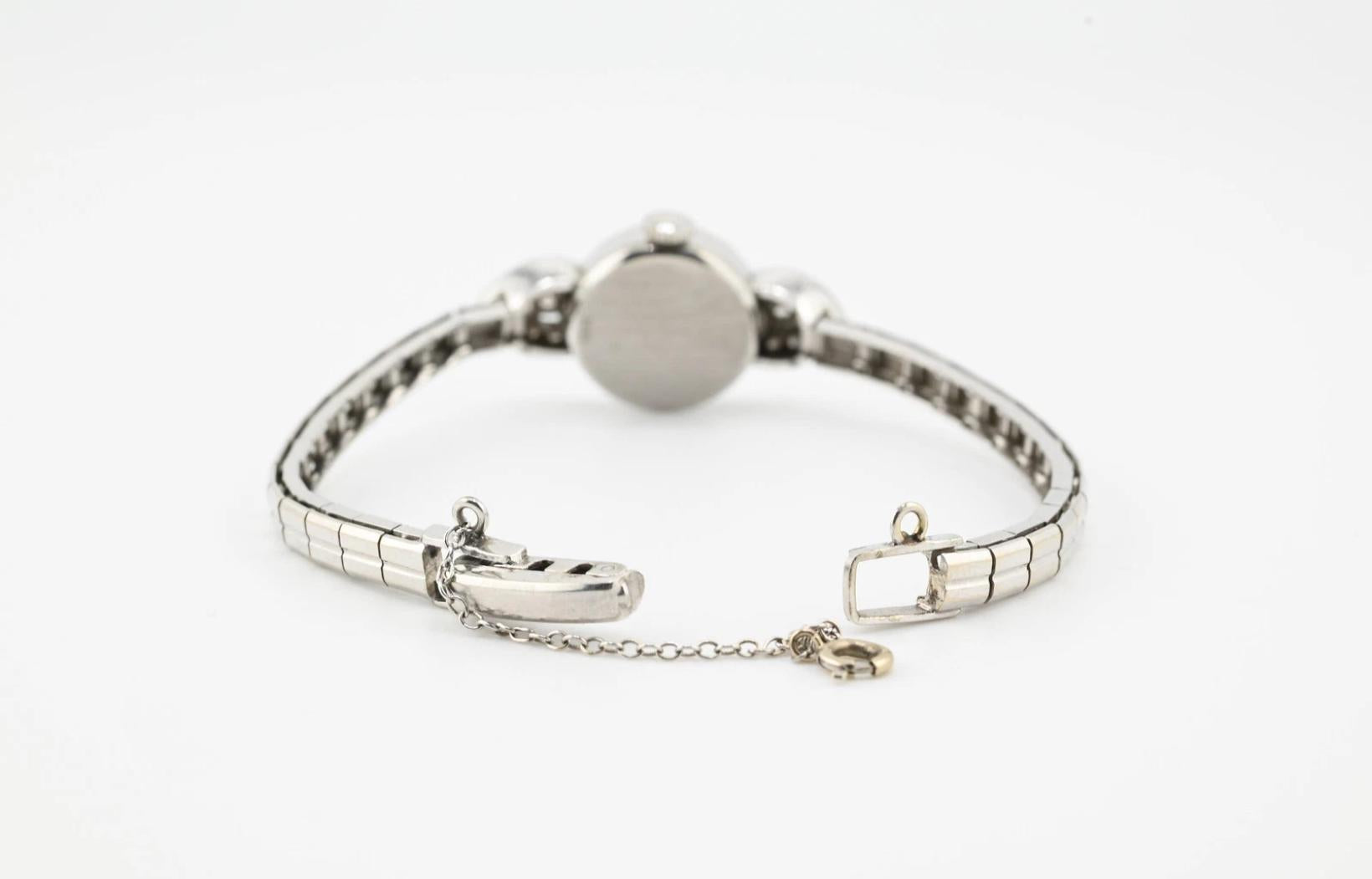 Exquisite Art Deco 14K White Gold & Diamond Ladies Cocktail Watch