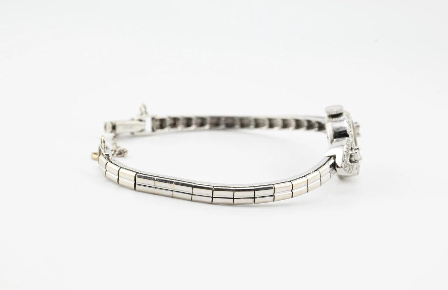 Exquisite Art Deco 14K White Gold & Diamond Ladies Cocktail Watch