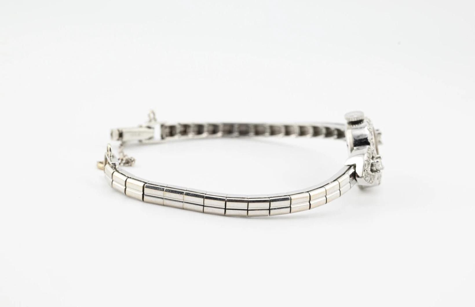 Exquisite Art Deco 14K White Gold & Diamond Ladies Cocktail Watch