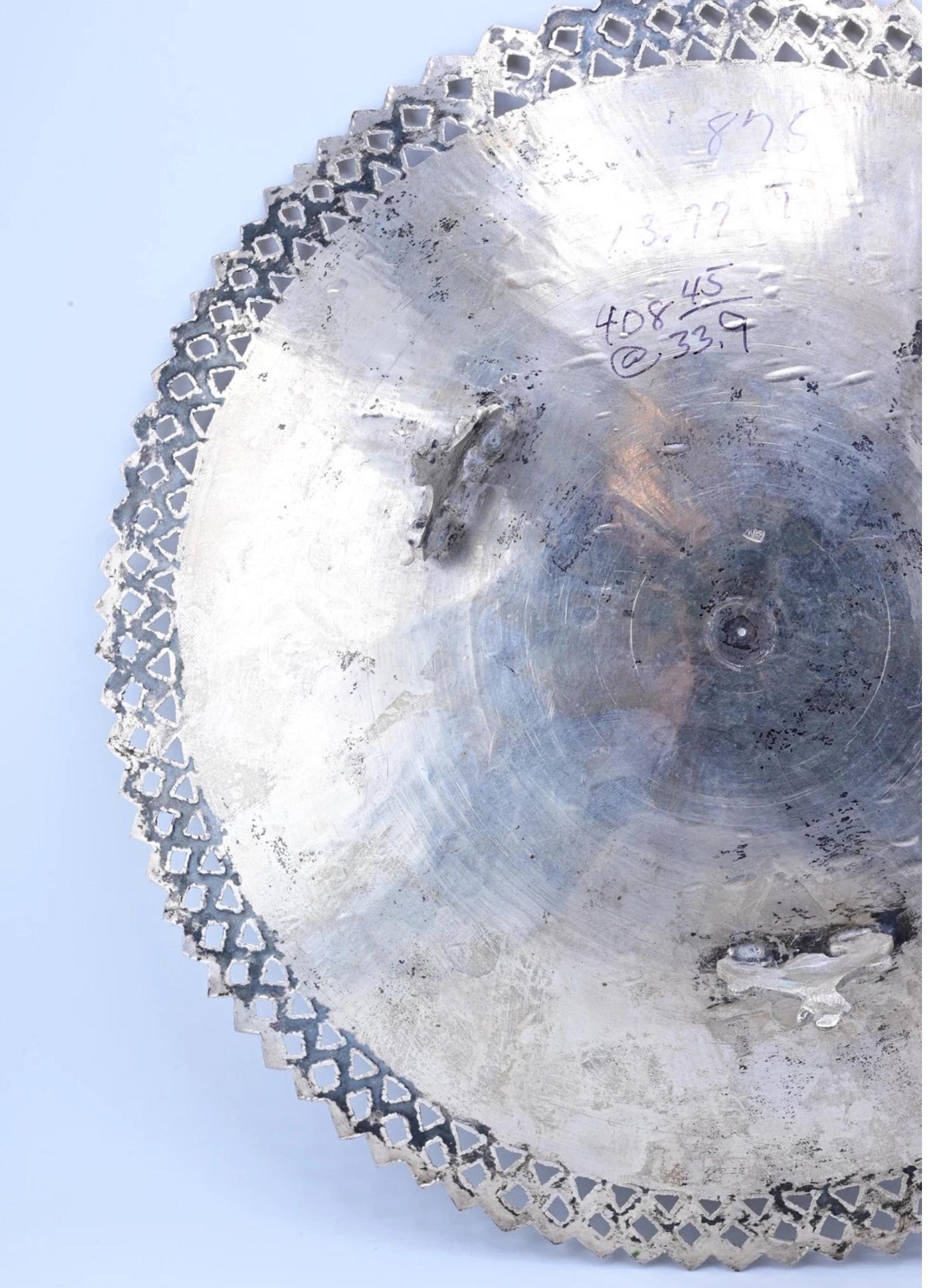Beautiful Antique Persian Silver Tray With Fine Engraved Workmanship