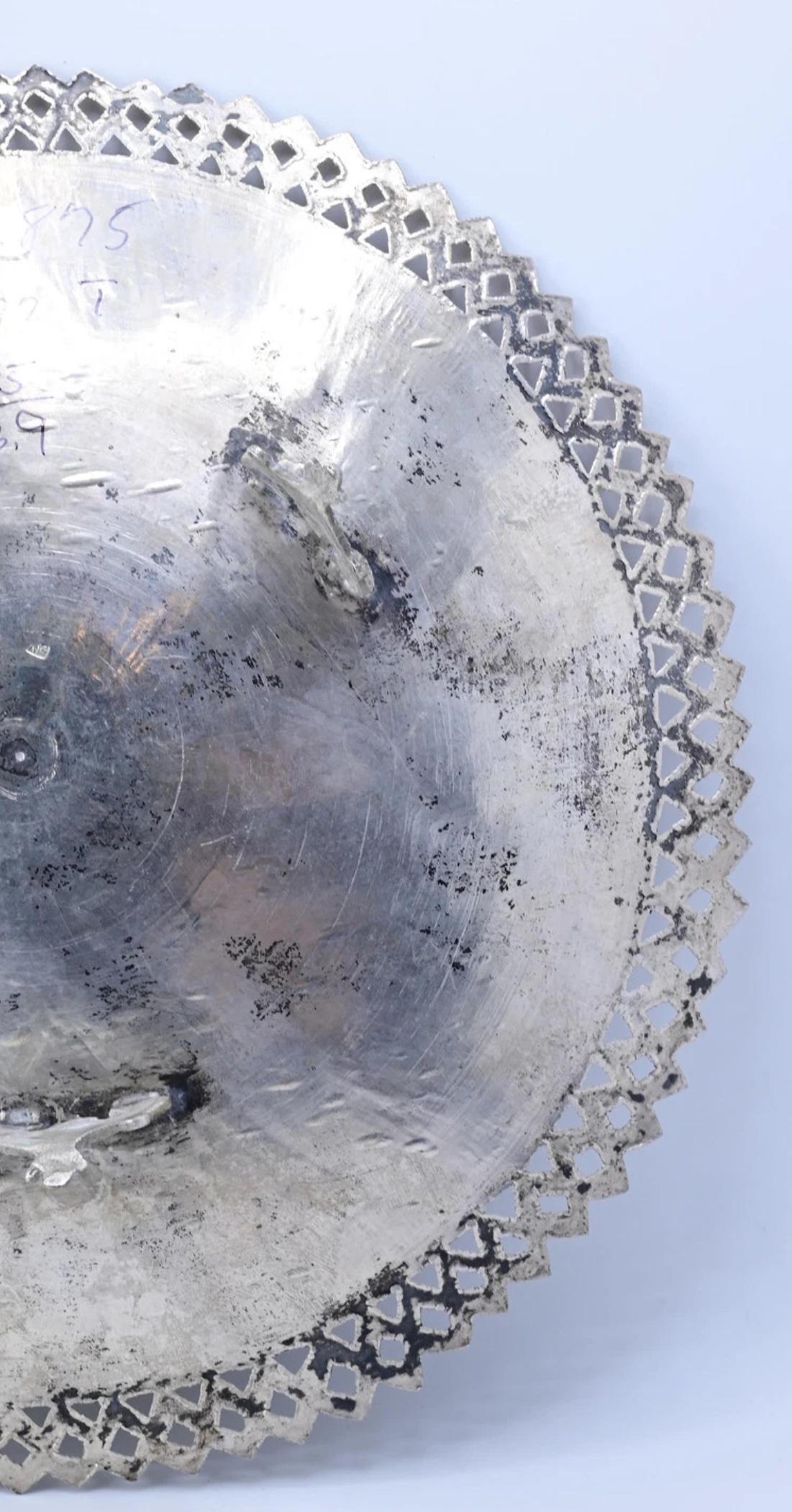 Beautiful Antique Persian Silver Tray With Fine Engraved Workmanship
