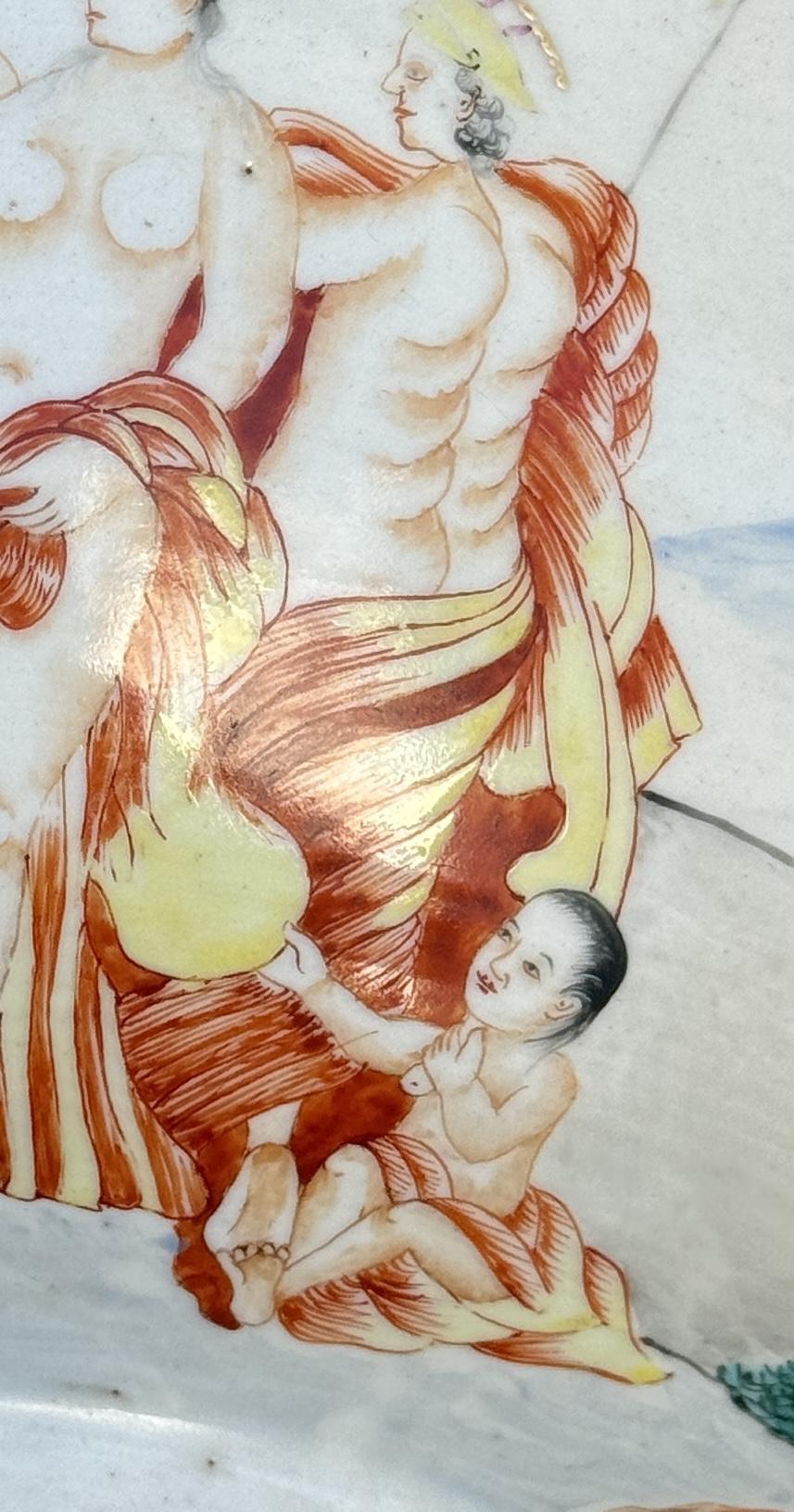 18th Century Chinese Export Famille Rose Porcelain Bowl with European Subject