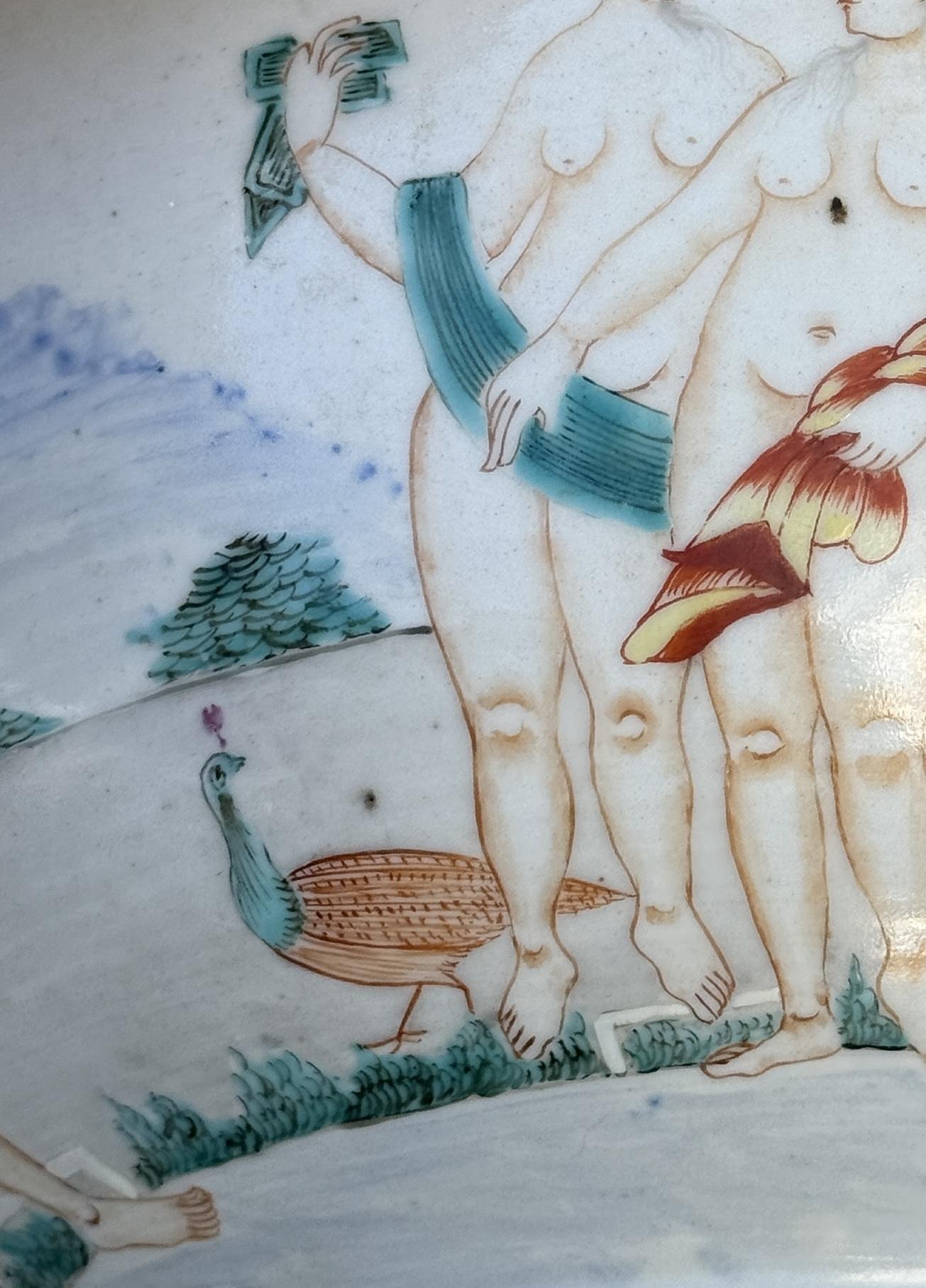 18th Century Chinese Export Famille Rose Porcelain Bowl with European Subject