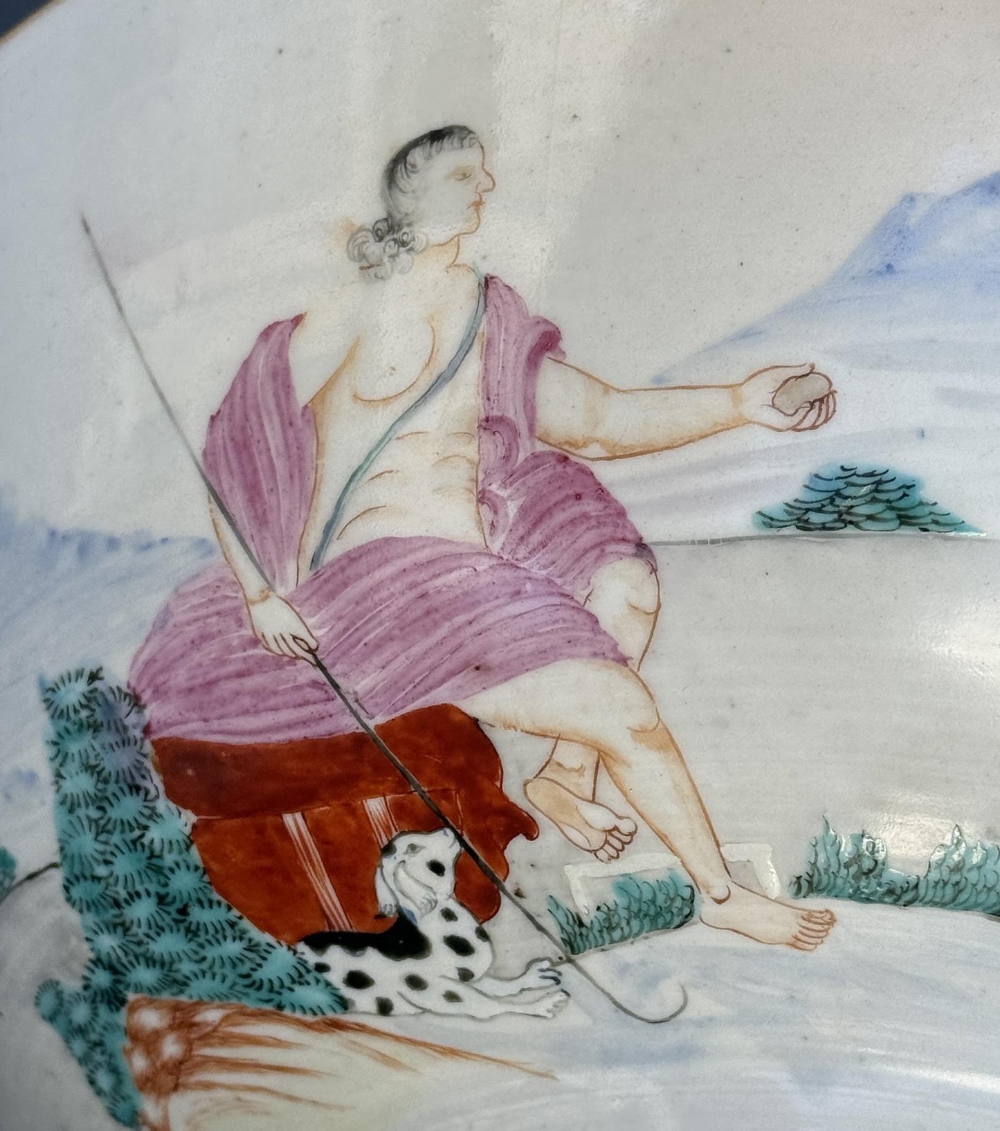 18th Century Chinese Export Famille Rose Porcelain Bowl with European Subject