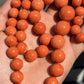 132g Natural Momo Coral Necklace 16.8-10mm Graduated Round Beads 14K Gold Clasp