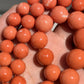 132g Natural Momo Coral Necklace 16.8-10mm Graduated Round Beads 14K Gold Clasp