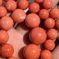 132g Natural Momo Coral Necklace 16.8-10mm Graduated Round Beads 14K Gold Clasp