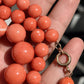 132g Natural Momo Coral Necklace 16.8-10mm Graduated Round Beads 14K Gold Clasp
