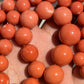 132g Natural Momo Coral Necklace 16.8-10mm Graduated Round Beads 14K Gold Clasp