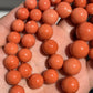 132g Natural Momo Coral Necklace 16.8-10mm Graduated Round Beads 14K Gold Clasp