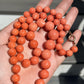 132g Natural Momo Coral Necklace 16.8-10mm Graduated Round Beads 14K Gold Clasp