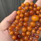 Fabulous Antique Amber Beaded Necklace Round Beads 38.65 Grams