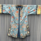 Qing Dynasty Blue Silk Embroidered Robe Peking Knot Details