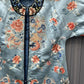 Qing Dynasty Blue Silk Embroidered Robe Peking Knot Details