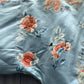 Qing Dynasty Blue Silk Embroidered Robe Peking Knot Details