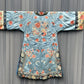 Qing Dynasty Blue Silk Embroidered Robe Peking Knot Details