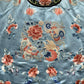 Qing Dynasty Blue Silk Embroidered Robe Peking Knot Details