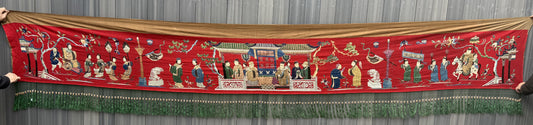 Massive Late Qing Dynasty Chinese Silk & Felt Narrative Textile Panel