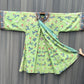 Antique Kesi Tapestry Silk Robe Crane & Cloud Motif Apple Green 69 x 52