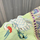 Antique Kesi Tapestry Silk Robe Crane & Cloud Motif Apple Green 69 x 52
