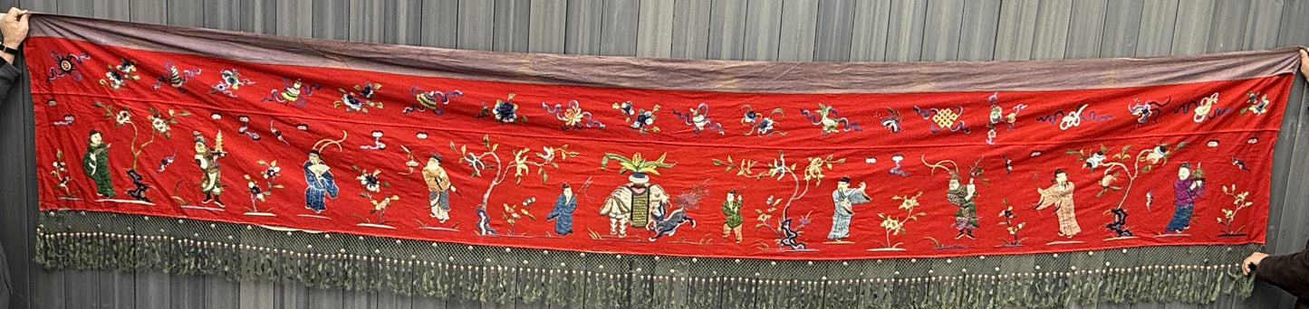 Super Large Antique Late Qing Dynasty Chinese Silk & Felt Narrative Panel