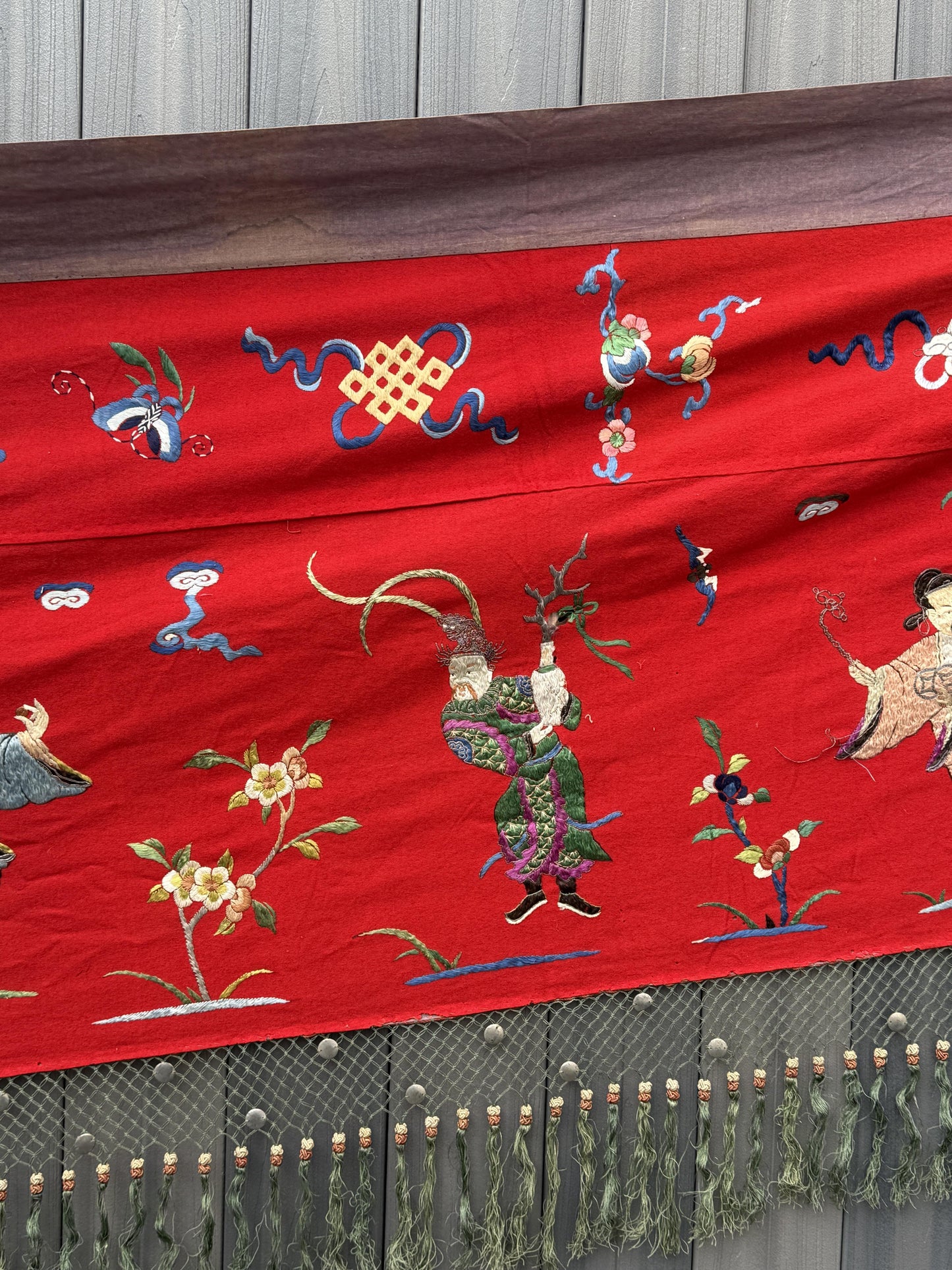 Super Large Antique Late Qing Dynasty Chinese Silk & Felt Narrative Panel