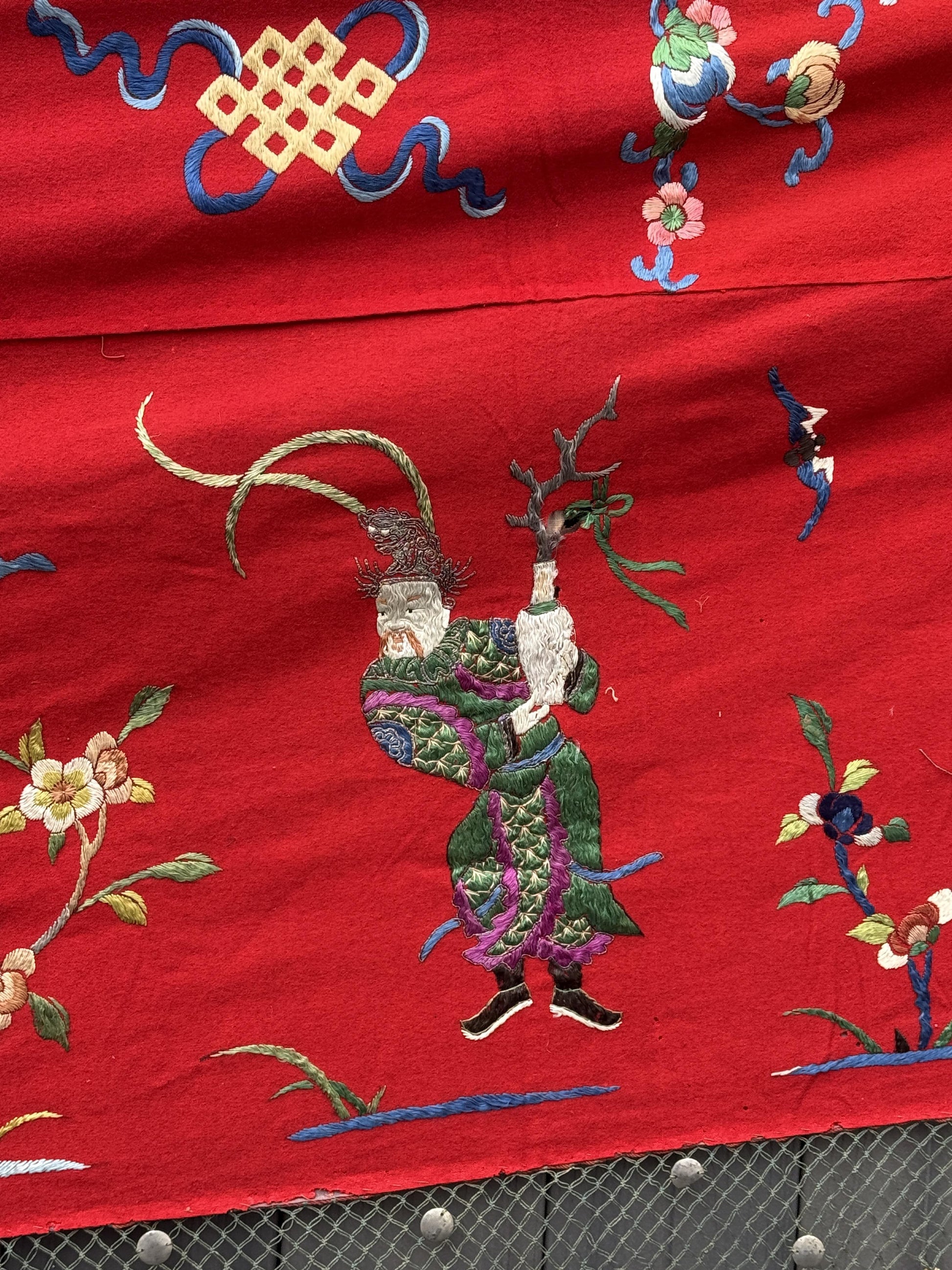Super Large Antique Late Qing Dynasty Chinese Silk & Felt Narrative Panel