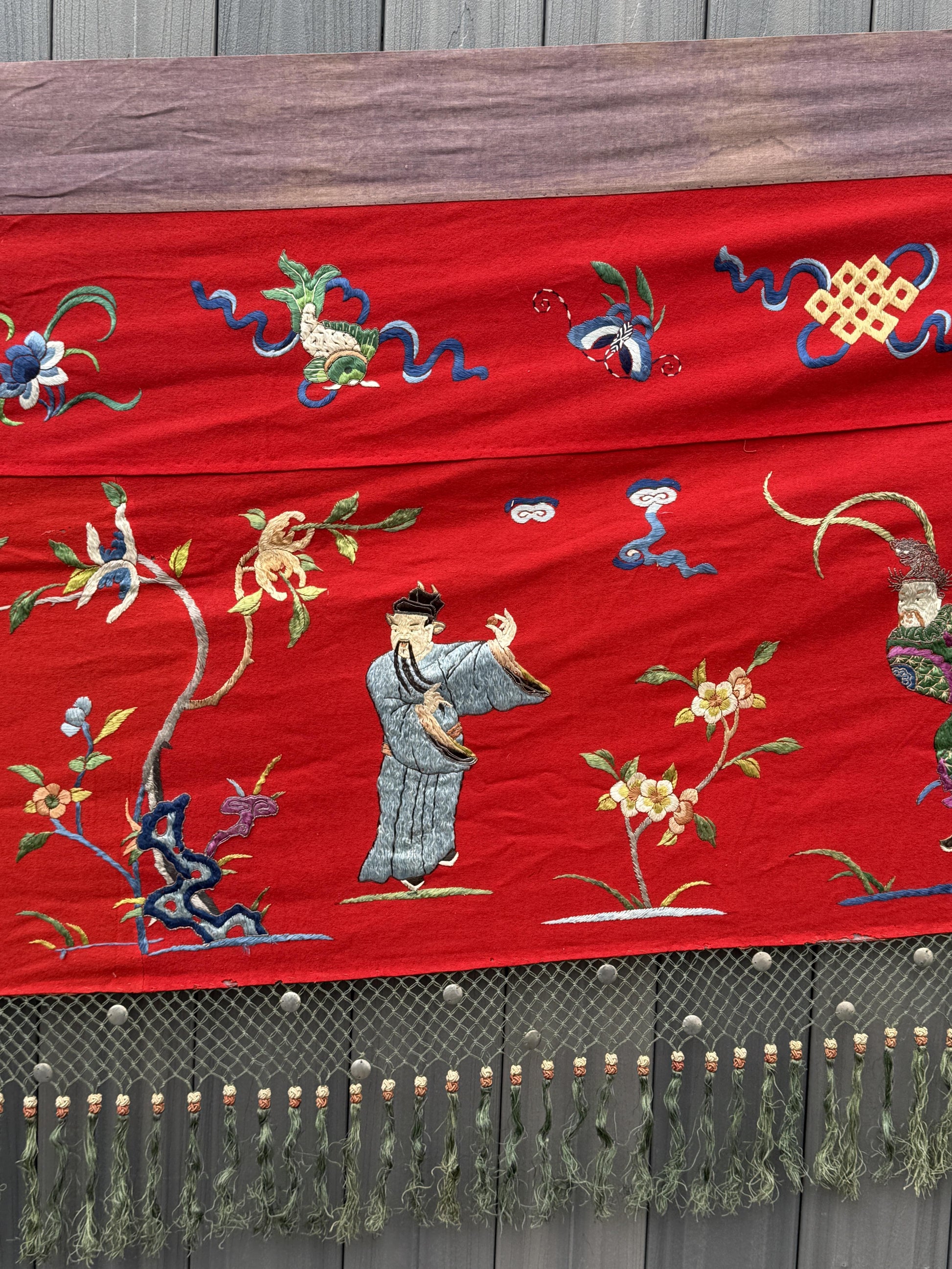 Super Large Antique Late Qing Dynasty Chinese Silk & Felt Narrative Panel