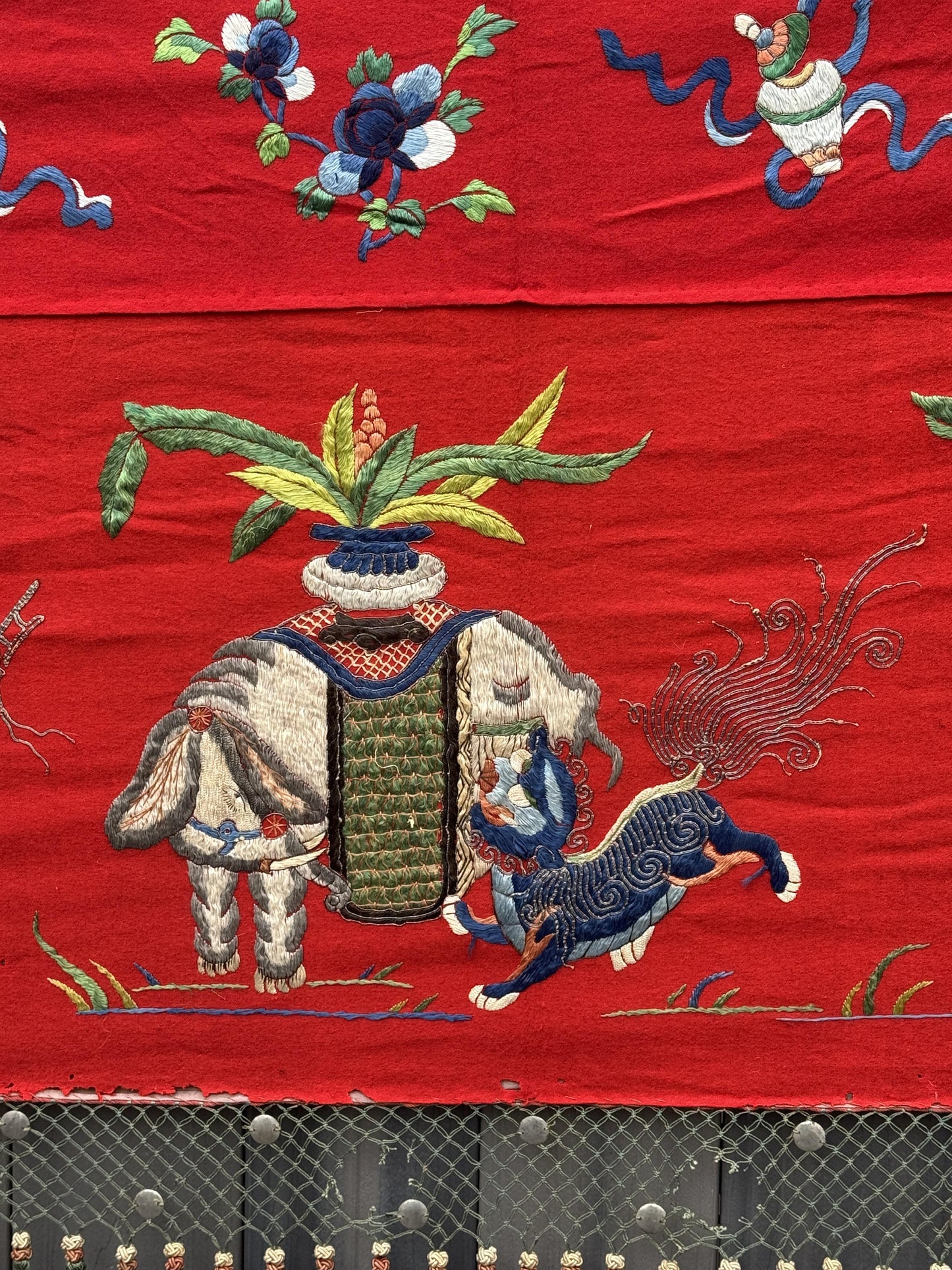 Super Large Antique Late Qing Dynasty Chinese Silk & Felt Narrative Panel