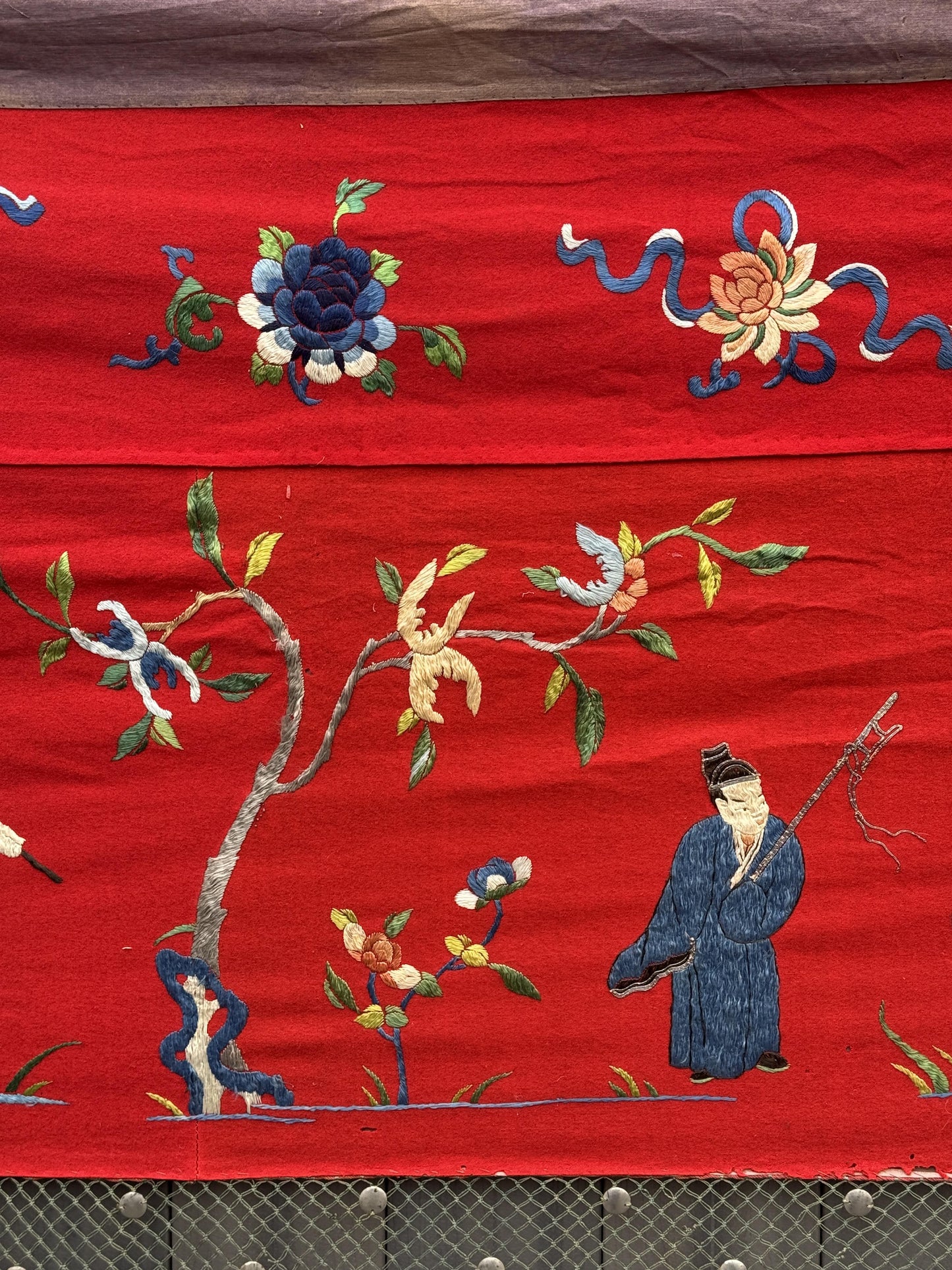 Super Large Antique Late Qing Dynasty Chinese Silk & Felt Narrative Panel