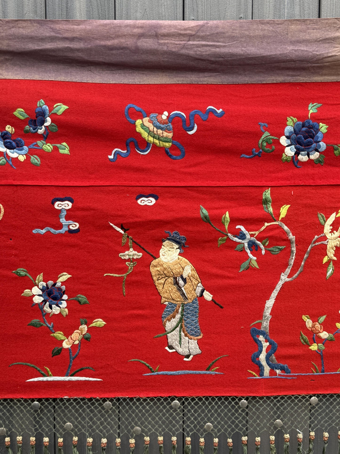 Super Large Antique Late Qing Dynasty Chinese Silk & Felt Narrative Panel