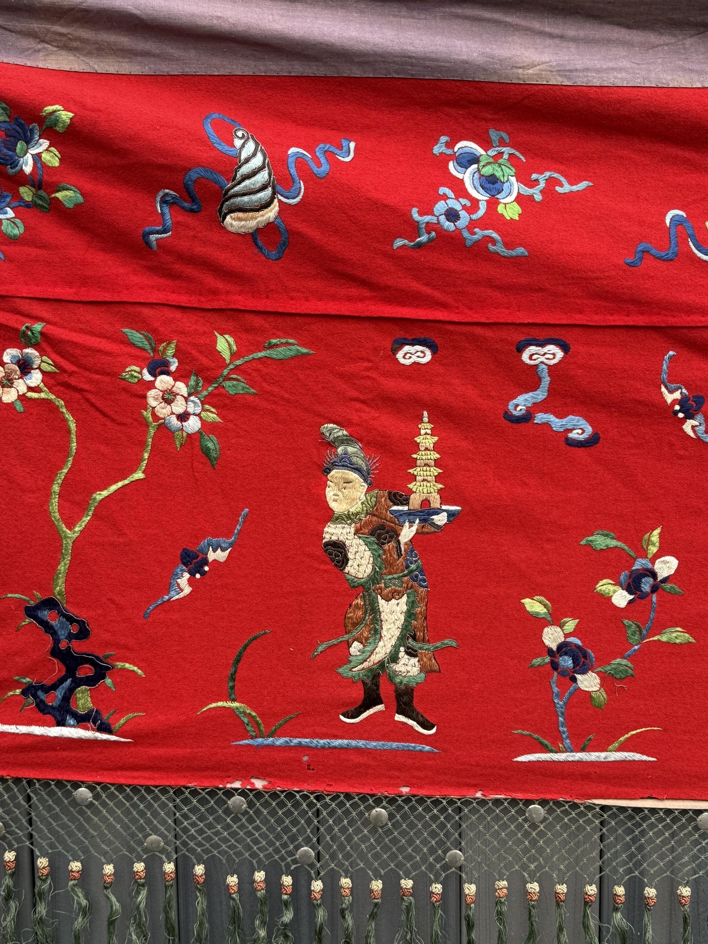 Super Large Antique Late Qing Dynasty Chinese Silk & Felt Narrative Panel