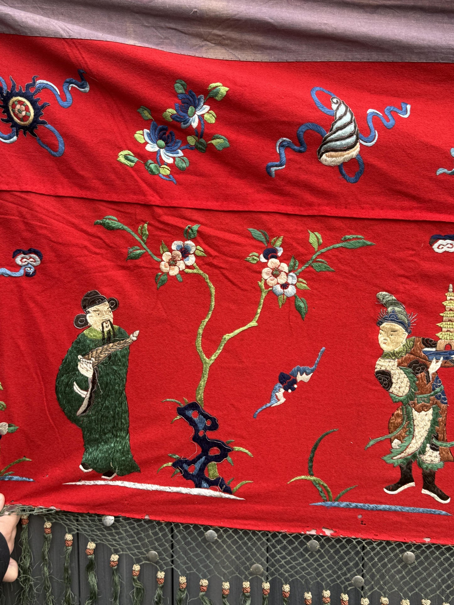 Super Large Antique Late Qing Dynasty Chinese Silk & Felt Narrative Panel